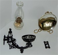 BRADLEY HUBBARD OIL LAMP MERCURY GLASS REFLECTOR