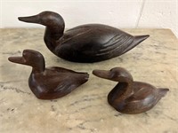Lot of 3 carved ducks mcm