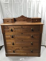WOODEN DRESSER WITH KEY AND BOXES ON TOP