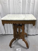 WOODEN TABLE WITH MARBLE TOP