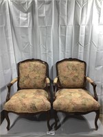 2 WOOD FRAMED UPHOLSTERED CHAIRS