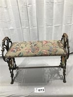 WROUGHT IRON UPHOLSTERED BENCH