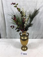 BRASS VASE WITH GREENERY