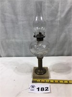 MARBLE AND BRASS BASE OIL LAMP