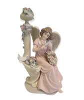 LARGE Hand Painted Porcelain Angel with Box
