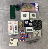 Vintage misc. military pins and patches.