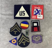 (9) Vintage military rank patches