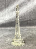 7.75" vintage crystal Lighthouse & sailboat