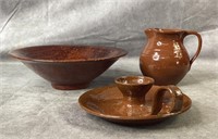 3 pc Jug town ware pottery
