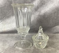 Vintage lead crystal candle holder and crystal