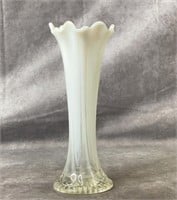 10" Vintage White Opalescent Stretch Vase