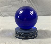 4" Vintage Blue Ball on Stand