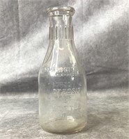 9.5" Vintage glass quart milk jar, NC approved