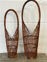 2 Vintage Wicker Wine Bottle Baskets