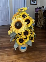 pot of artificial sunflowers