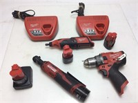 Milwaukee 3 Piece M12 Ratchet, Drill, Rotary W 4