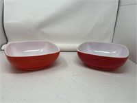 Two Red Pyrex Hostess Dishes 2.5 qt. 625B-025