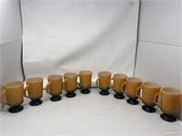 10 Fire King Footed Homestead Coffee Mugs Orange