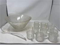 Anchor Hocking Soreno clear punch bowl and cups