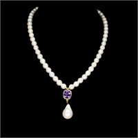 Natural Pearl Topaz & Amethyst Necklace