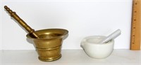 2 VINTAGE APOTHECARY MORTAR and PESTLE