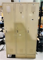 3 Door School Gym Locker, 45” w x 78” h x 18” d