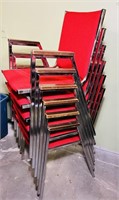 6 Red Padded, Stackable, Chrome Frame Chairs