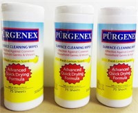 Lot of 3 Purgenex Cleaning Wipes