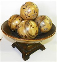 Wooden Bowl Centerpiece with Wooden Balls