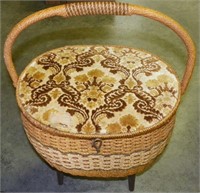 Vintage Sewing Basket Loaded with Sewing Items