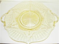 Vintage Lemon Color Cake Plate with Handles