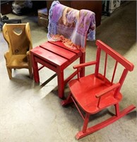 Child's Rocker, Chair and Wood Chair