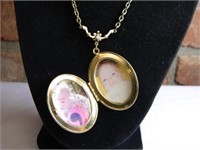 Picture Locket; Goldtone; Marked 1928 on
