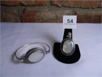 Sterling Bracelet-.925 Silver w/ Abalone Type Ston