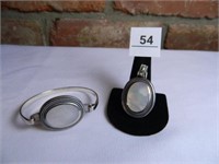 Sterling Bracelet-.925 Silver w/ Abalone Type Ston