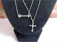 Sterling .925 Pendants w/ Necklaces; Cross & Arrow