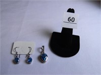 Pendant; .925 Silver; Pierced Earrings; Blue