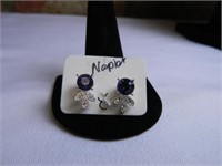 Earrings; Pierced; (2) sets; Purple Stones; 1 set-
