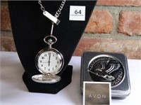 Pocket Watch; NIB; Avon; w/Metal Case; Quartz;