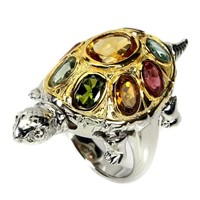 Natural Citrine & Tourmaline Ring