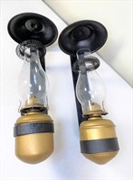 pair- antique bracketed oil lamps
