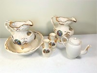 antique stoneware- pitcher & bowl & more