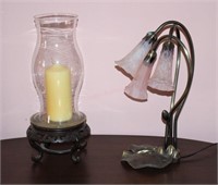 Decorative Table Lamp & Wood Candle Base