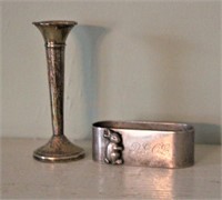 Sterling Bud Vase & Sterling Napkin Ring