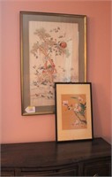 Asian Themed Silk Framed Tapestry & Print
