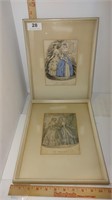 Pair of Le Follet French Fashion drawings