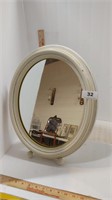 Oval wooden stand mirror
