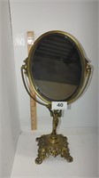 double sided brass stand mirror