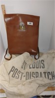 StL Post Dispatch letter bag, leather backpack