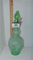 Green glass decanter with key
